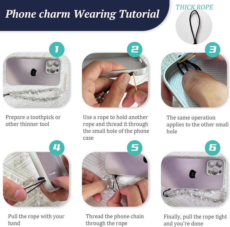 WCCH Beaded Phone Charm Y2K Kawaii Handmade Acrylic Phone Lanyard Wrist Strap for Camera Bag Airpods Keychain Charm Blue Green Hexagonal Crystal Beads - Image 4